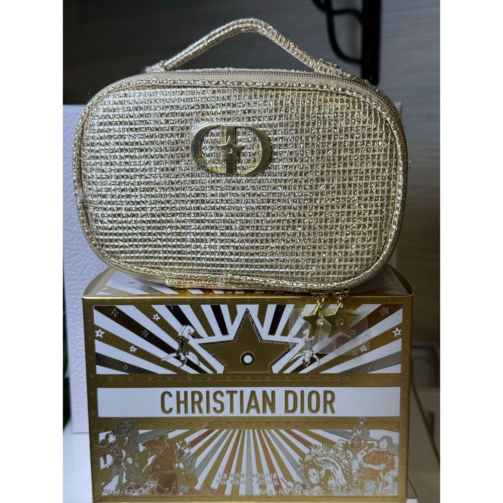 Dior Gold Le Rituel Beaute' Holiday Makeup bag - NEW in Box - Picture 1 of 9
